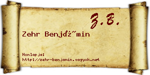 Zehr Benjámin névjegykártya